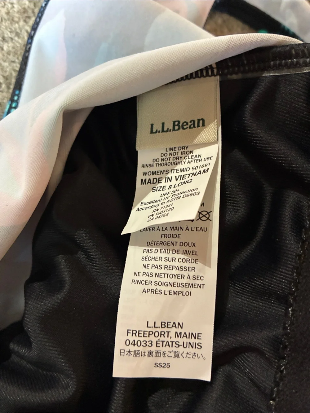 LL Bean new - One-Piece Swimsuit in Multicolor Tropical Print-size 8L
